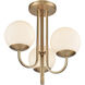 Caroline 3 Light 16 inch Brushed Gold Semi Flush Mount Ceiling Light