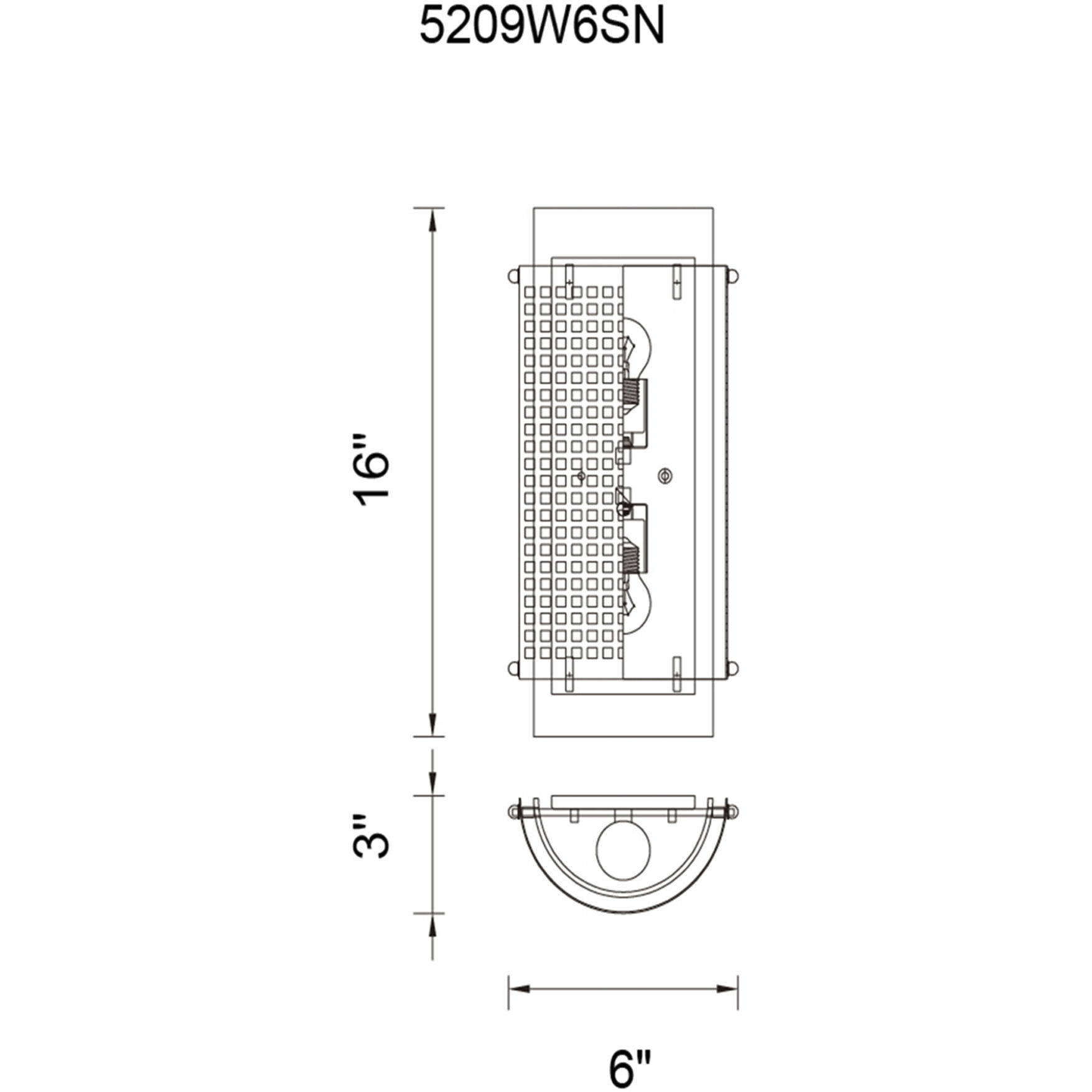 Checkered 2 Light 6 inch Satin Nickel Wall Light
