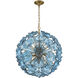 Esme 9 Light 22.5 inch Aged Brass Chandelier Ceiling Light in Floral Glass Petals Blue