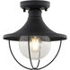 Dunlap 1 Light 10 inch Textured Black Outdoor Flush Mount