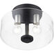 Whitworth 2 Light 12.25 inch Black with Brushed Nickel Accents Semi-Flush Ceiling Light