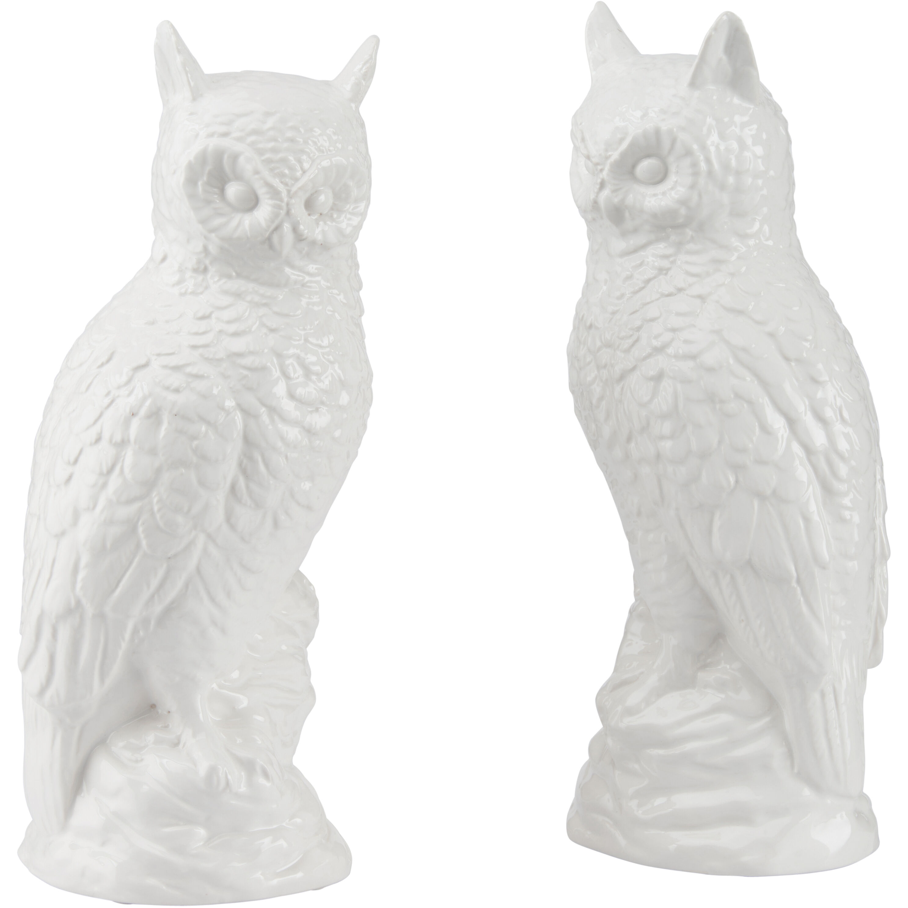 Hoot White/Cream Figurines, Pair