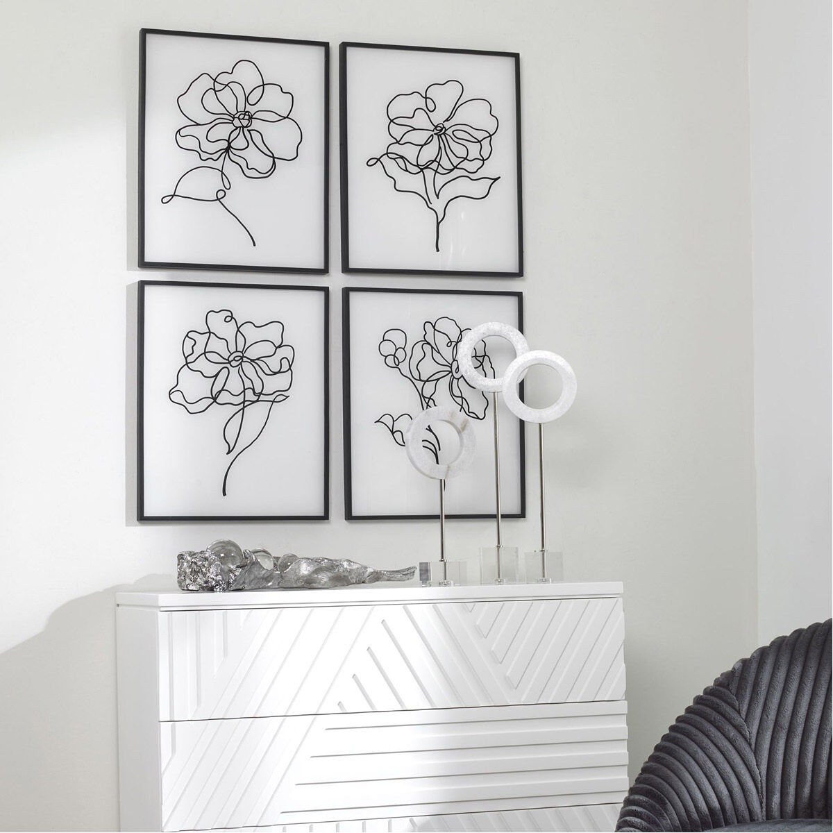 Bloom 20 X 16 inch Framed Prints, Set of 4