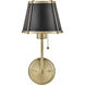 Clarke 1 Light 7.25 inch Warm Brass Sconce Wall Light in Warm Brass with Black
