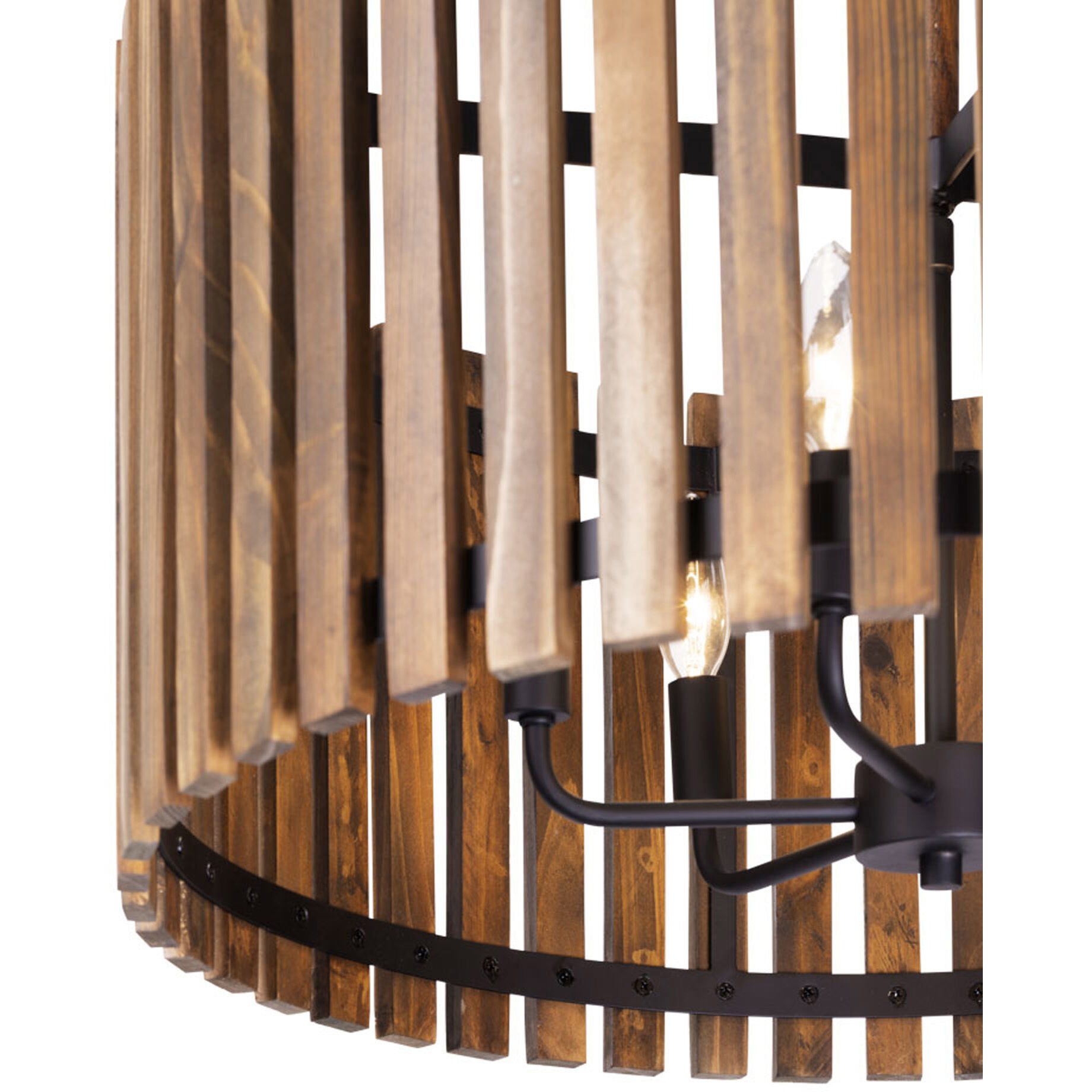 Suratto 6 Light 24 inch Matte Black and Medium Walnut Pendant Ceiling Light