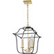 Tudor 3 Light 12 inch Satin Gold and Black Down Pendant Ceiling Light