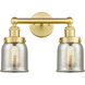 Bell 2 Light 15.5 inch Satin Gold Bath Vanity Light Wall Light in Silver Plated Mercury