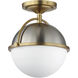 Duke 1 Light 9.5 inch Satin Nickel and Satin Brass Semi-Flush Mount Ceiling Light
