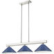 Cobalt 3 Light 46 inch Brushed Nickel Billiard Ceiling Light in Navy Blue
