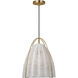 Sean Lavin Norman Pendant Ceiling Light in Satin Brass with Chalk Wicker