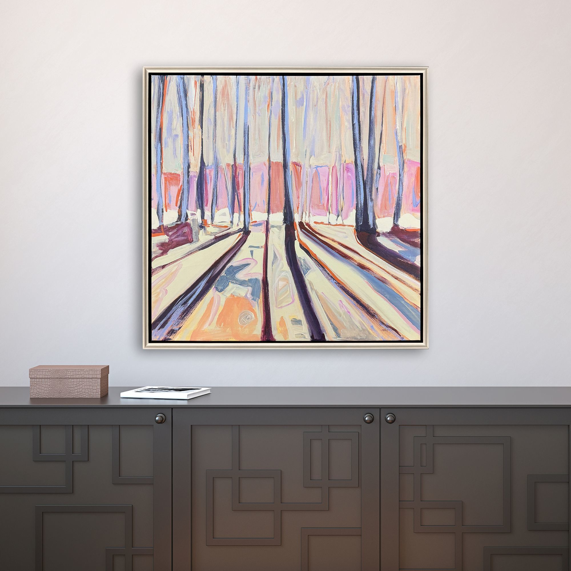 Woodland Reflections Pink and Orange and Red and Blue Canvas