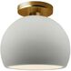 Radiance 1 Light 7 inch Matte White and Brushed Brass Semi Flush Ceiling Light