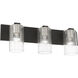 Zurich 3 Light 24 inch Black with Brushed Nickel Accents Vanity Sconce Wall Light