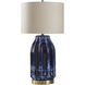 Albany 38.5 inch 150 watt Navy Reactive Glaze and Brass Table Lamp Portable Light