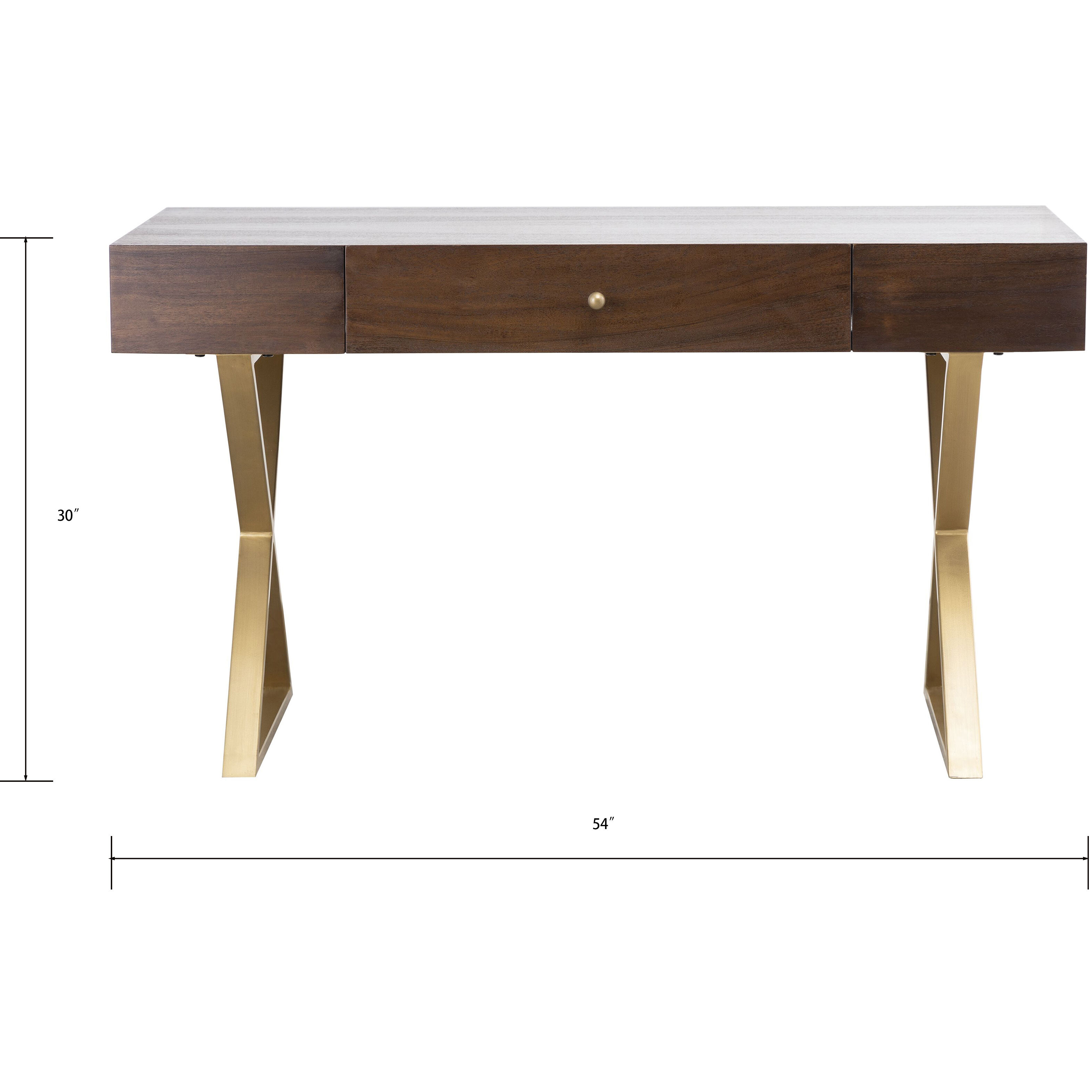 Guilford 54 X 25.5 inch Mahogany with Satin Brass Desk