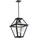 Terrace LED 16.8 inch Textured Black Outdoor Pendant in 3000K LED, Clear Seeded
