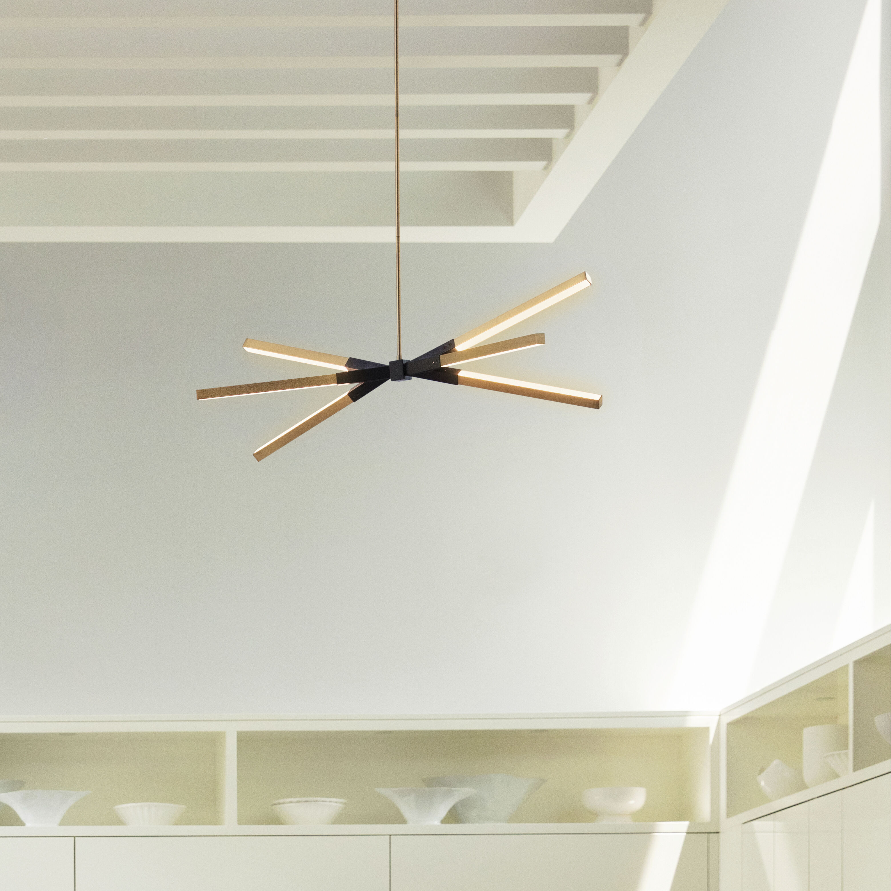 Rae LED 39 inch Lacquered Brass Chandelier Ceiling Light, Linear & Oval