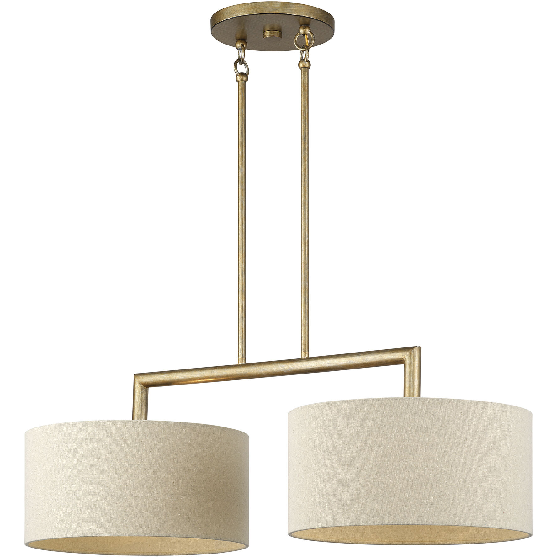 Bellingham 2 Light 35 inch Antique Gold Leaf Linear Chandelier Ceiling Light, Large