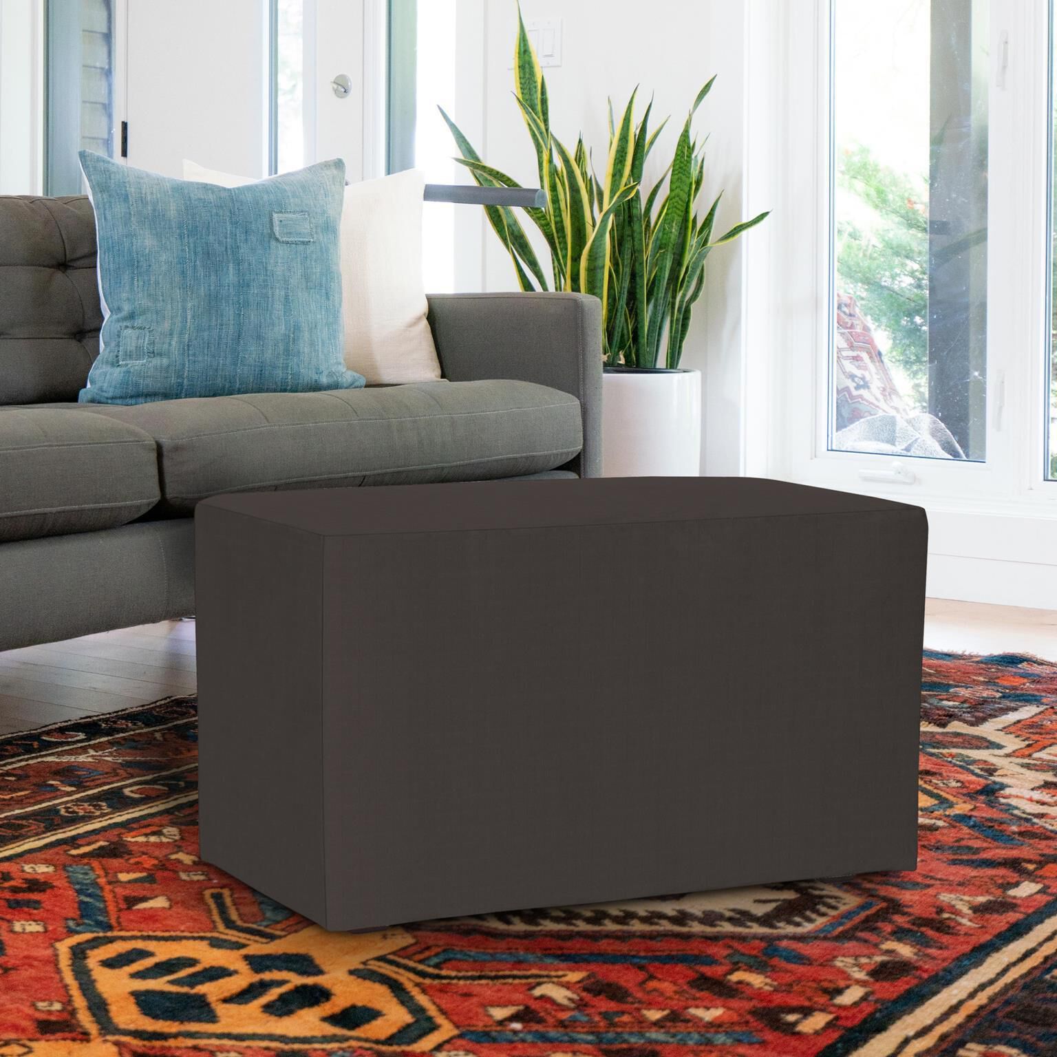 Universal Seascape Charcoal Outdoor Bench with Slipcover