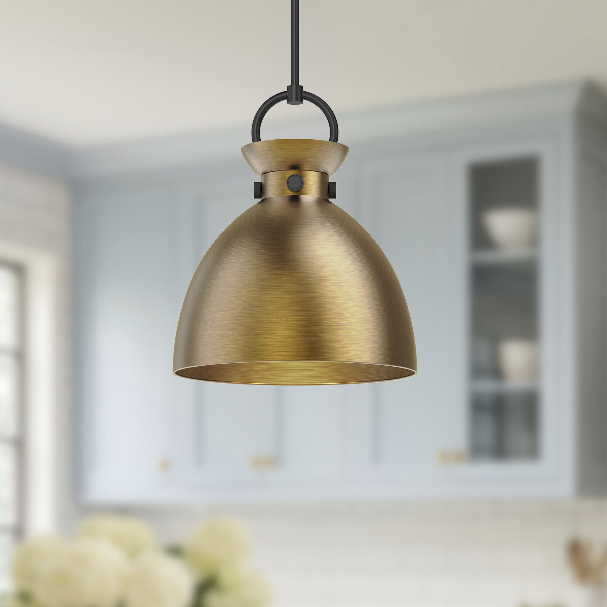 Alora Mood Waldo Pendant Ceiling Light in Matte Black and Aged Gold