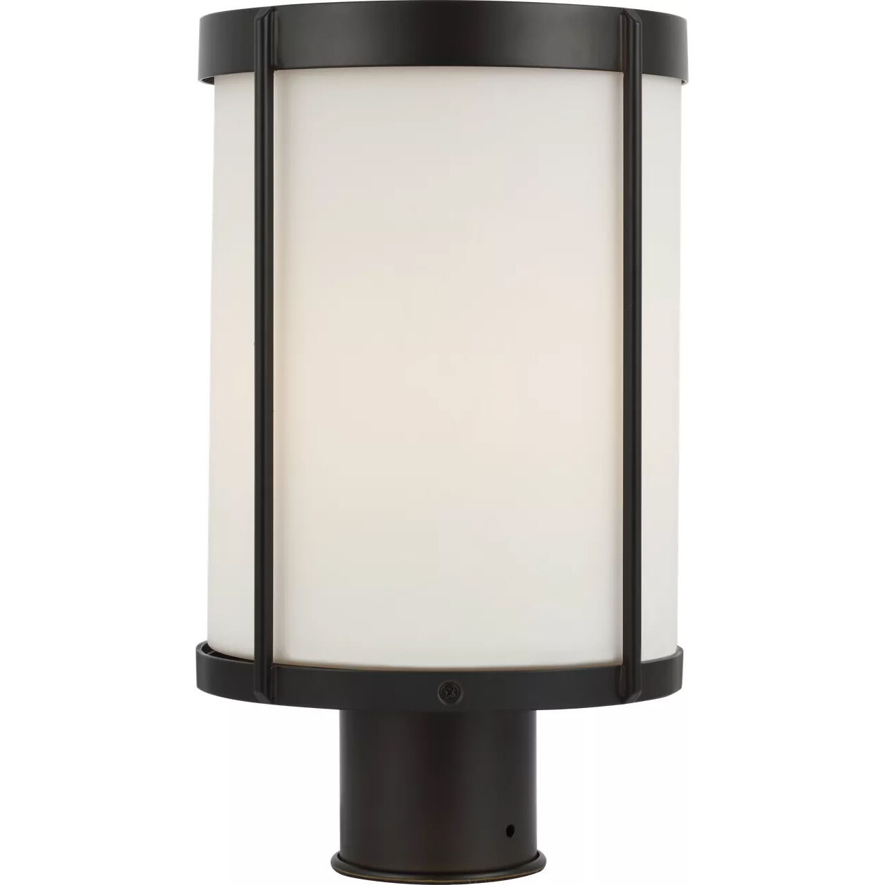 Luning 1 Light 13.38 inch Textured Black Outdoor Post Lantern in Incandescent, Etched White Glass