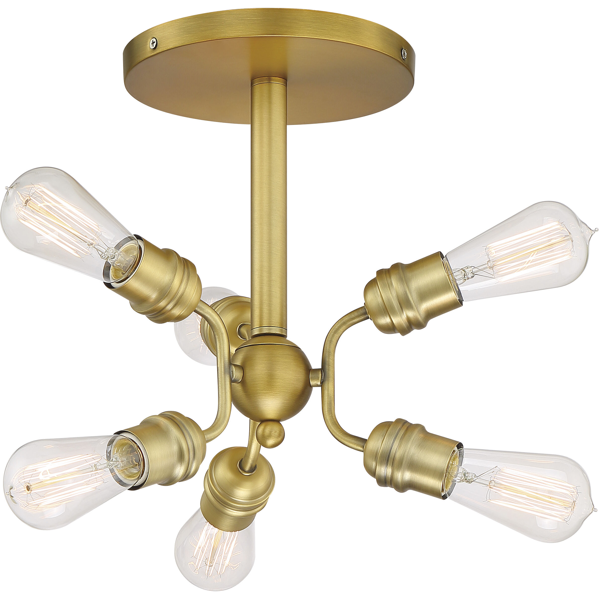 Faraday 6 Light 16.5 inch Brushed Brass Semi Flush Mount Ceiling Light