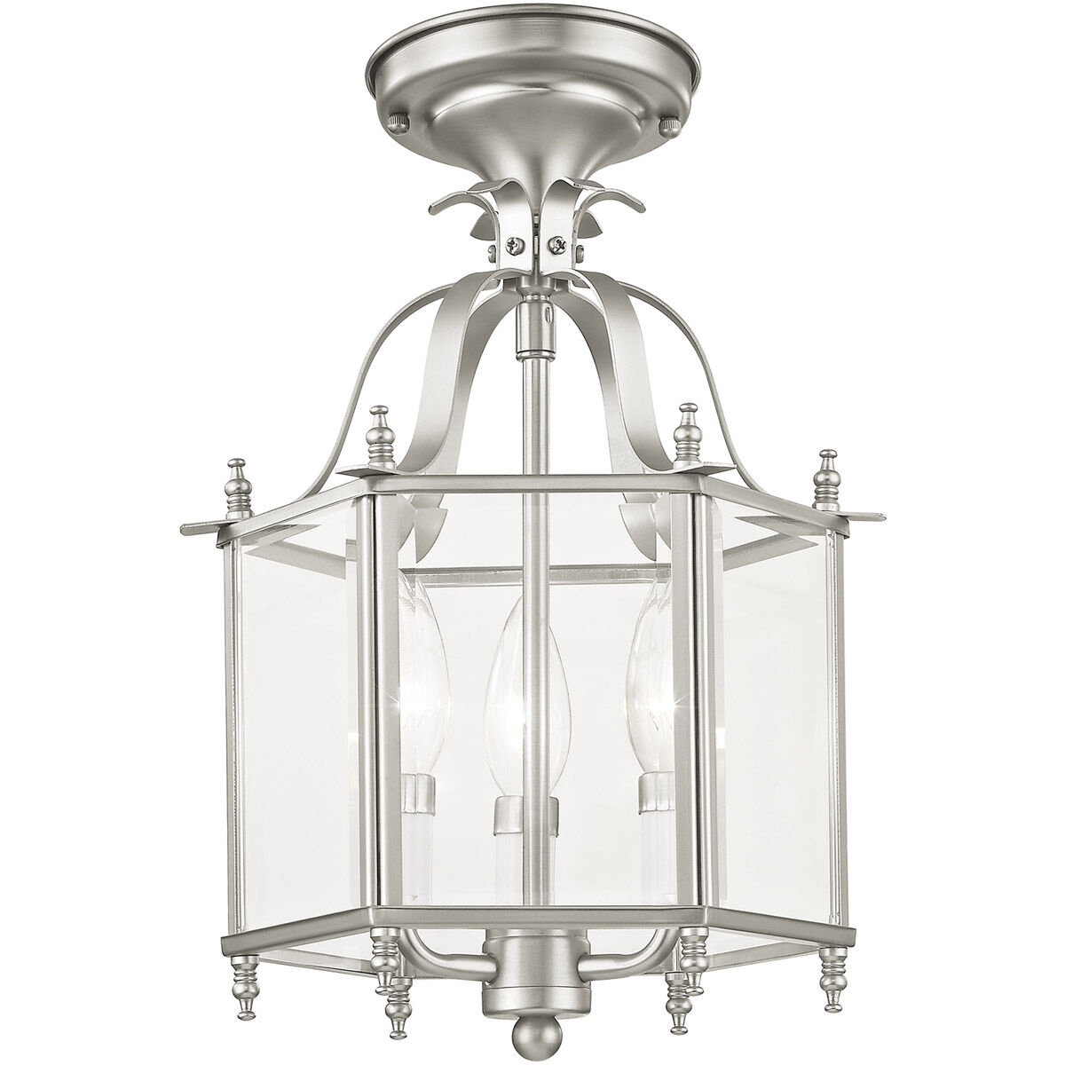 Livingston 3 Light 10 inch Brushed Nickel Convertible Mini Pendant/Ceiling Mount Ceiling Light