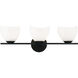 Matteo Lighting Uptowne 3 Light 21.25 inch Black Vanity Light Wall Light in Black and Opal Glass S04203BKOP - Open Box