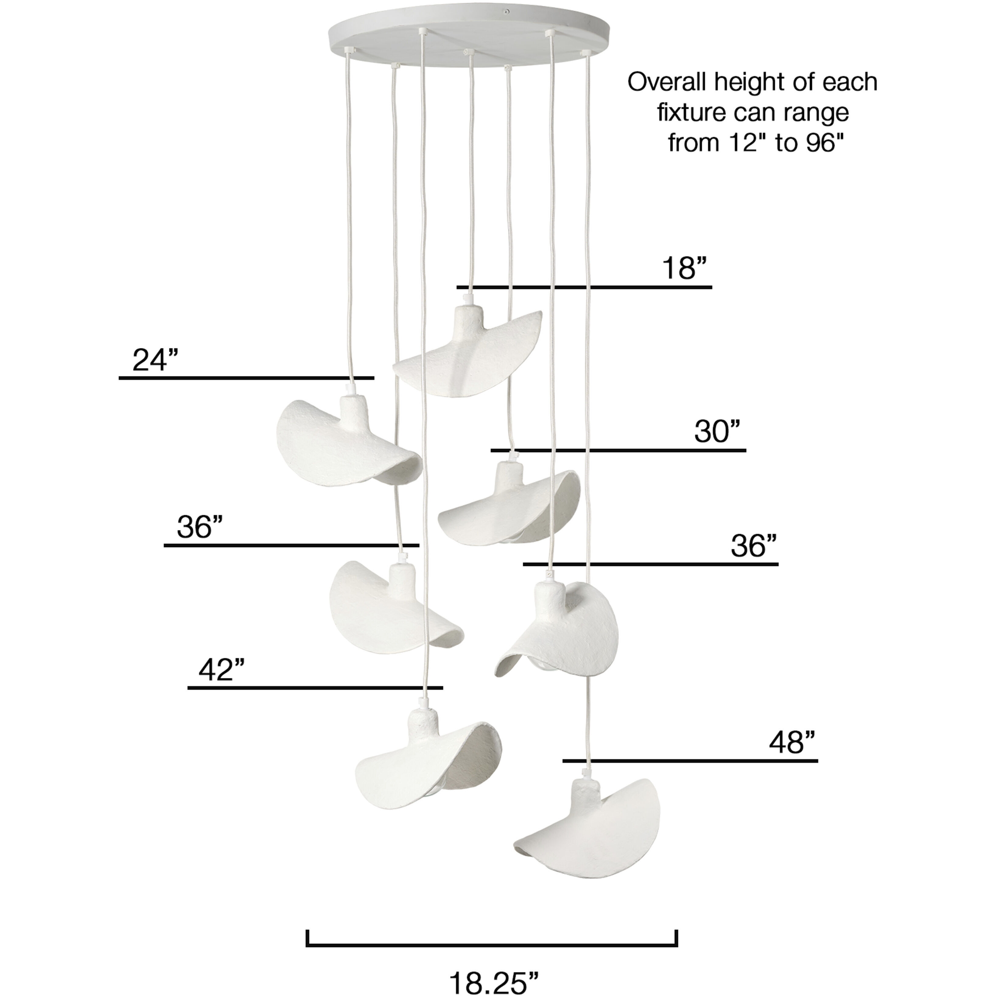 Slope 7 Light 18.25 inch Textured White Chandelier Ceiling Light, Inline