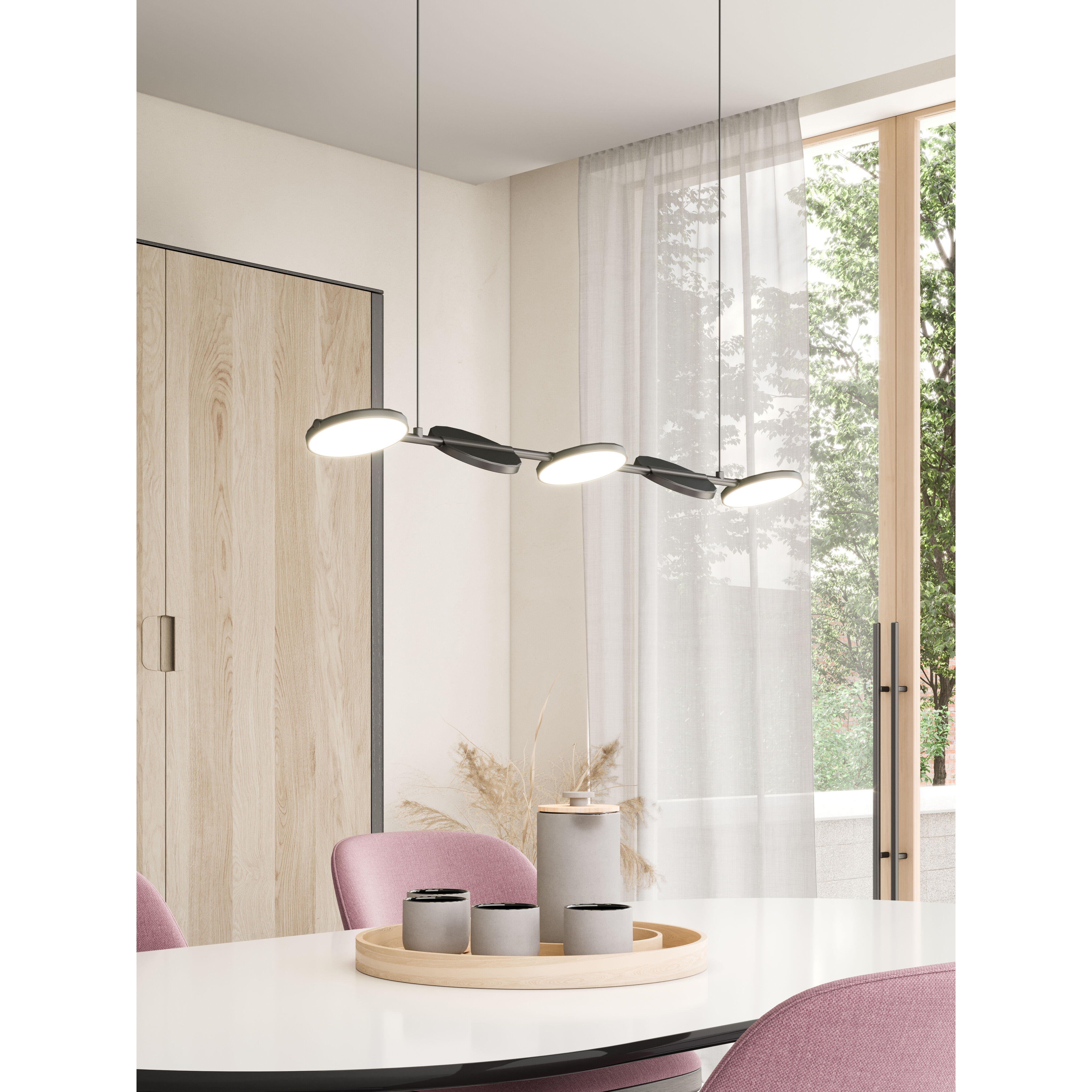 Novel LED 37 inch Black Linear Pendant Ceiling Light