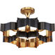 Grand Lotus 1 Light 20.25 inch Satin Black and Contemporary Gold Leaf Chandelier Ceiling Light, Small