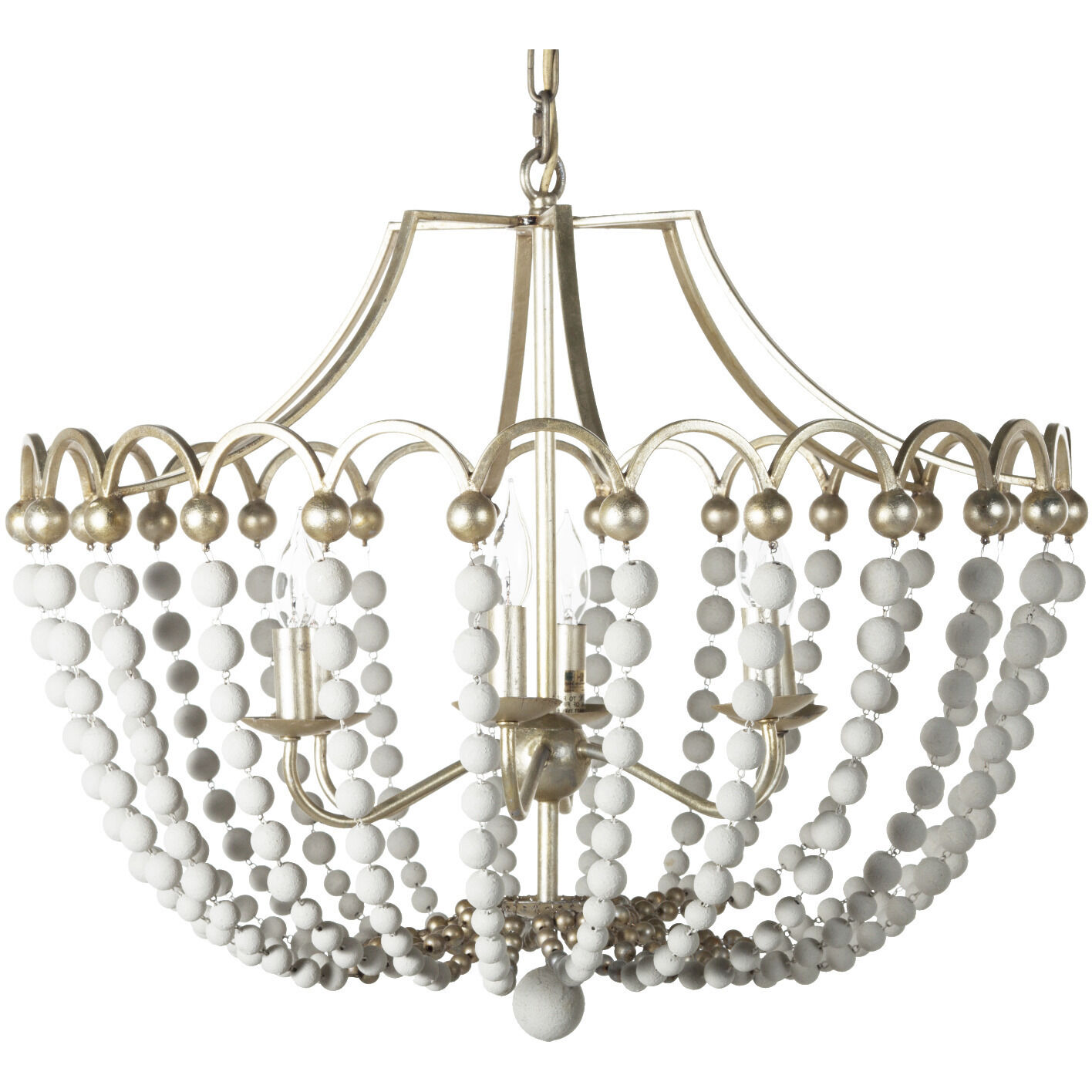 Peggy 6 Light 28.75 inch Champagne Silver / Dove White Chandelier Ceiling Light