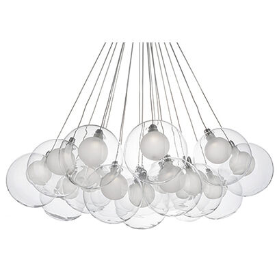 Bolla LED 28 inch Chrome Chandelier Ceiling Light in Clear Glass Shade