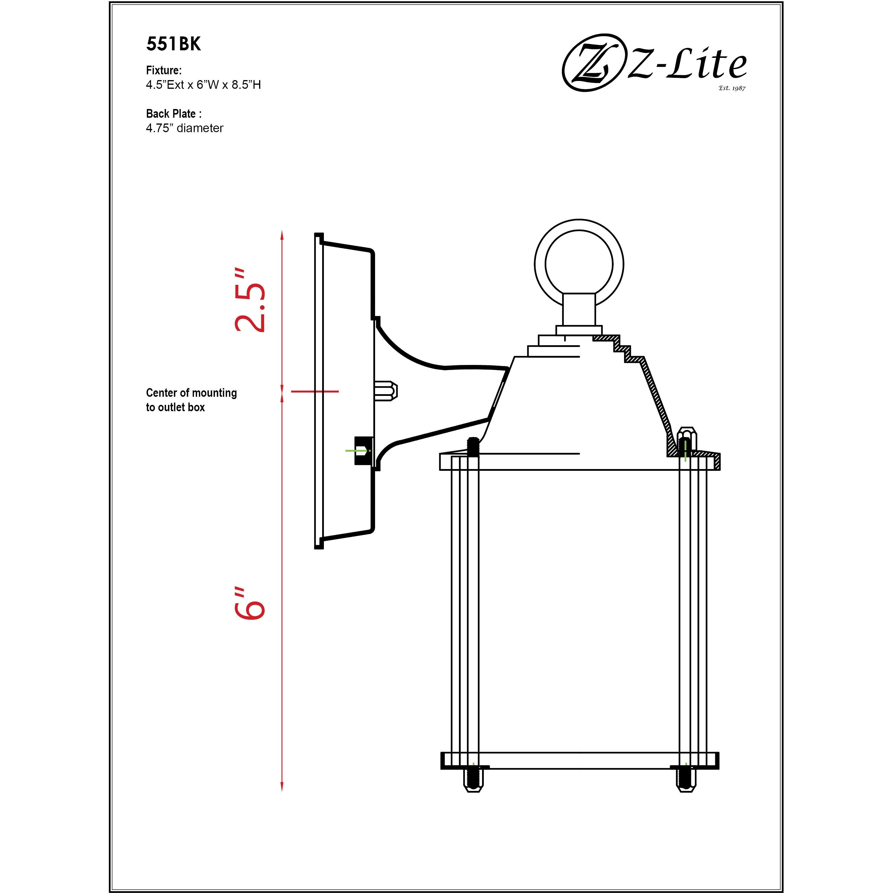 Waterdown 1 Light 8.38 inch Black Outdoor Wall Light
