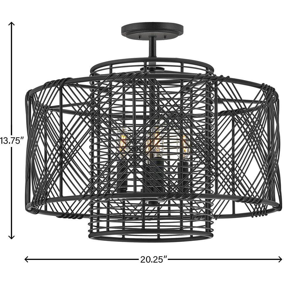 Lisa McDennon Nikko 4 Light 20.25 inch Black Indoor Pendant Ceiling Light, Convertible to Semi-Flush