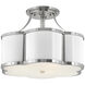 Chance 3 Light 18 inch Polished Nickel with Polished White Indoor Semi-Flush Mount Ceiling Light