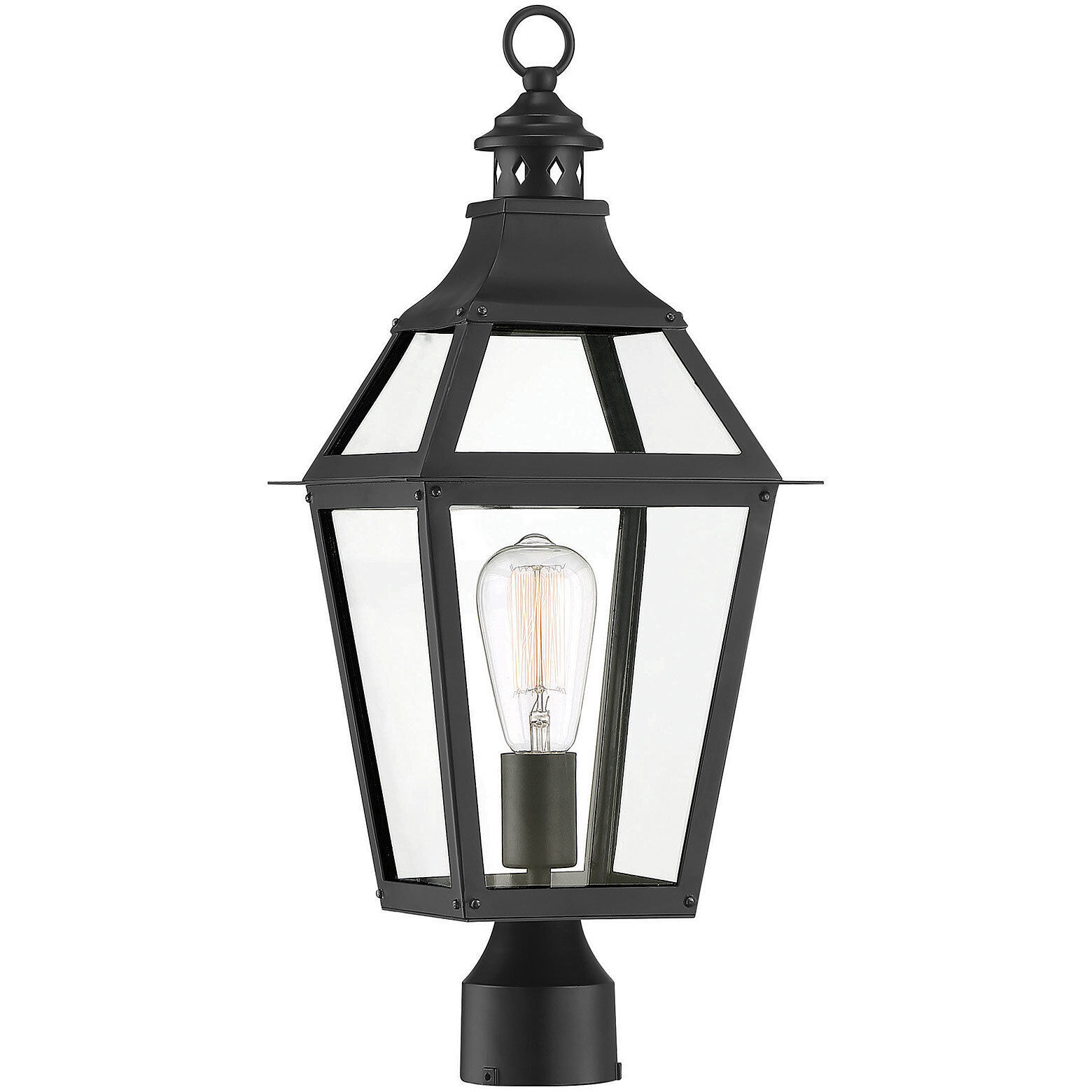 Jackson 1 Light 22.75 inch Black with Gold Highlights Outdoor Post Lantern