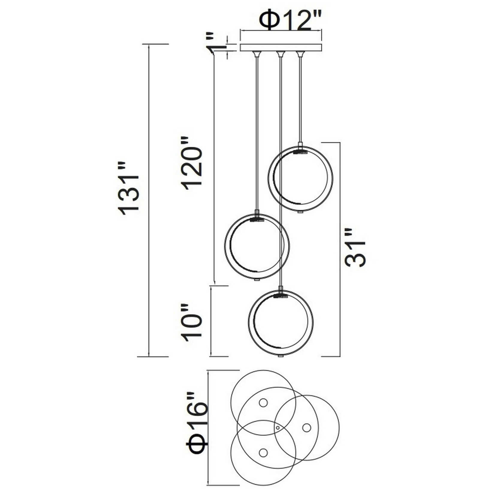 Da Vinci LED 16 inch Brass Multi Light Pendant Ceiling Light