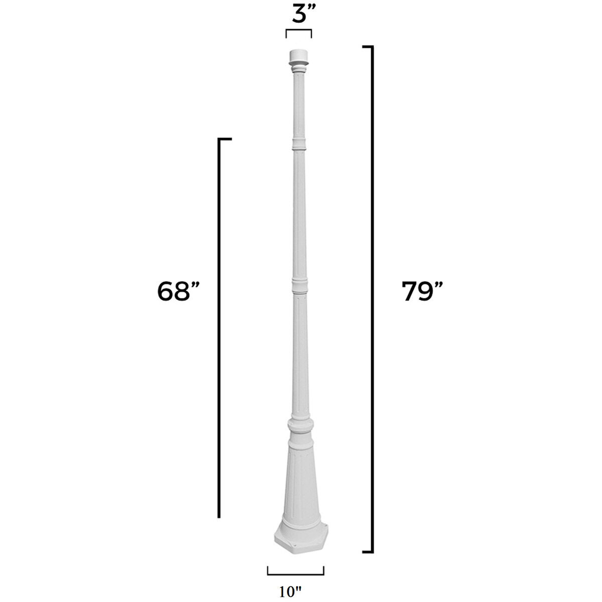 Decorative Post 79 inch White Post Lighting, Easy Installation