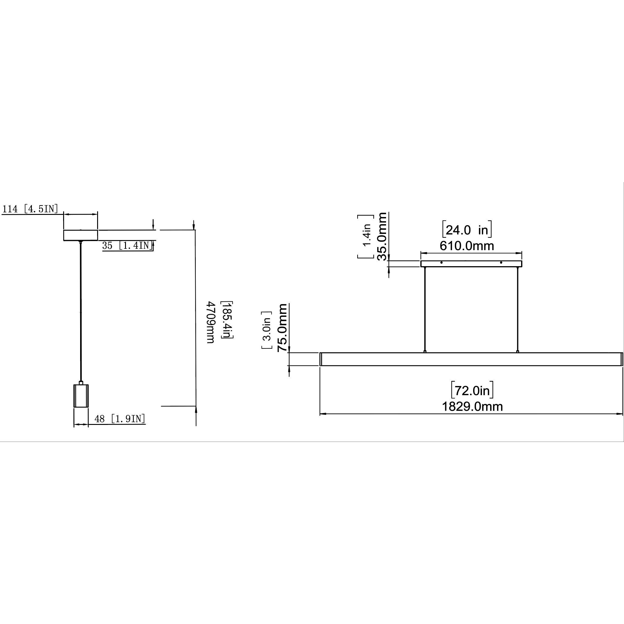 Hudson LED 72 inch Matte Black Linear Chandelier Ceiling Light
