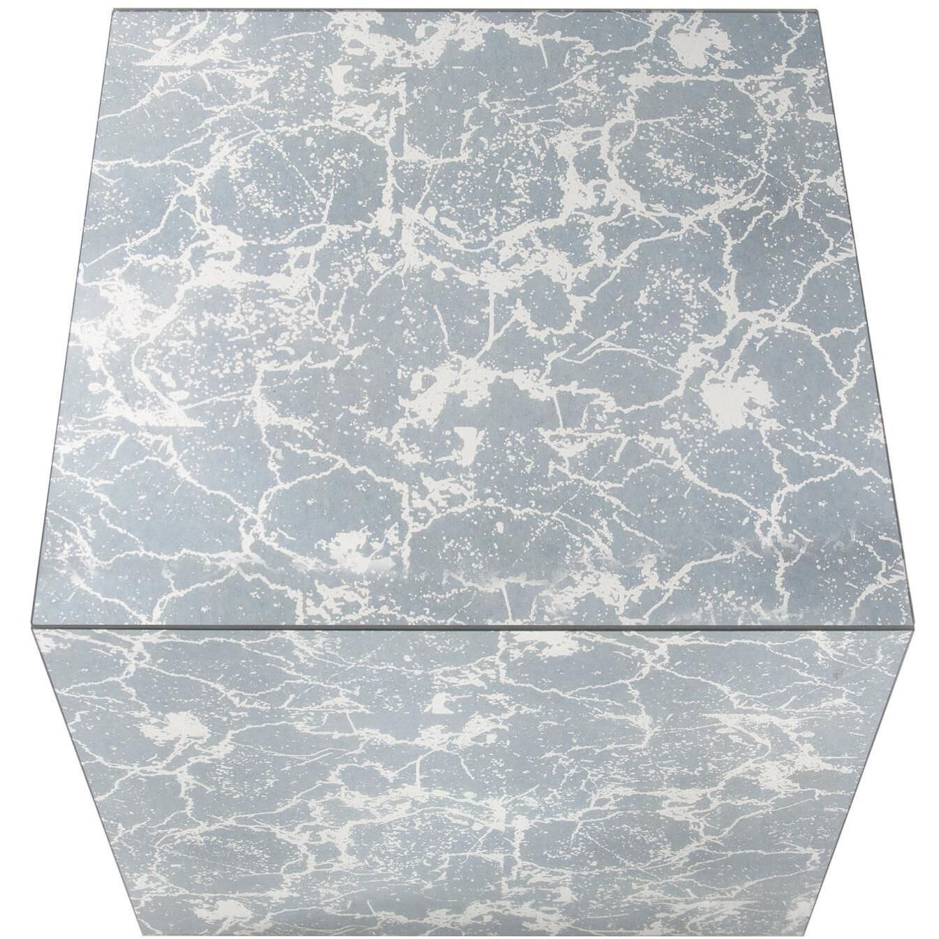 Paxton 17 X 16 inch Antiqued Marbled Glass with Antique Silver Trim Side Table