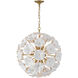 Esme 9 Light 22.5 inch Aged Brass Chandelier Ceiling Light in Floral Glass Petals White