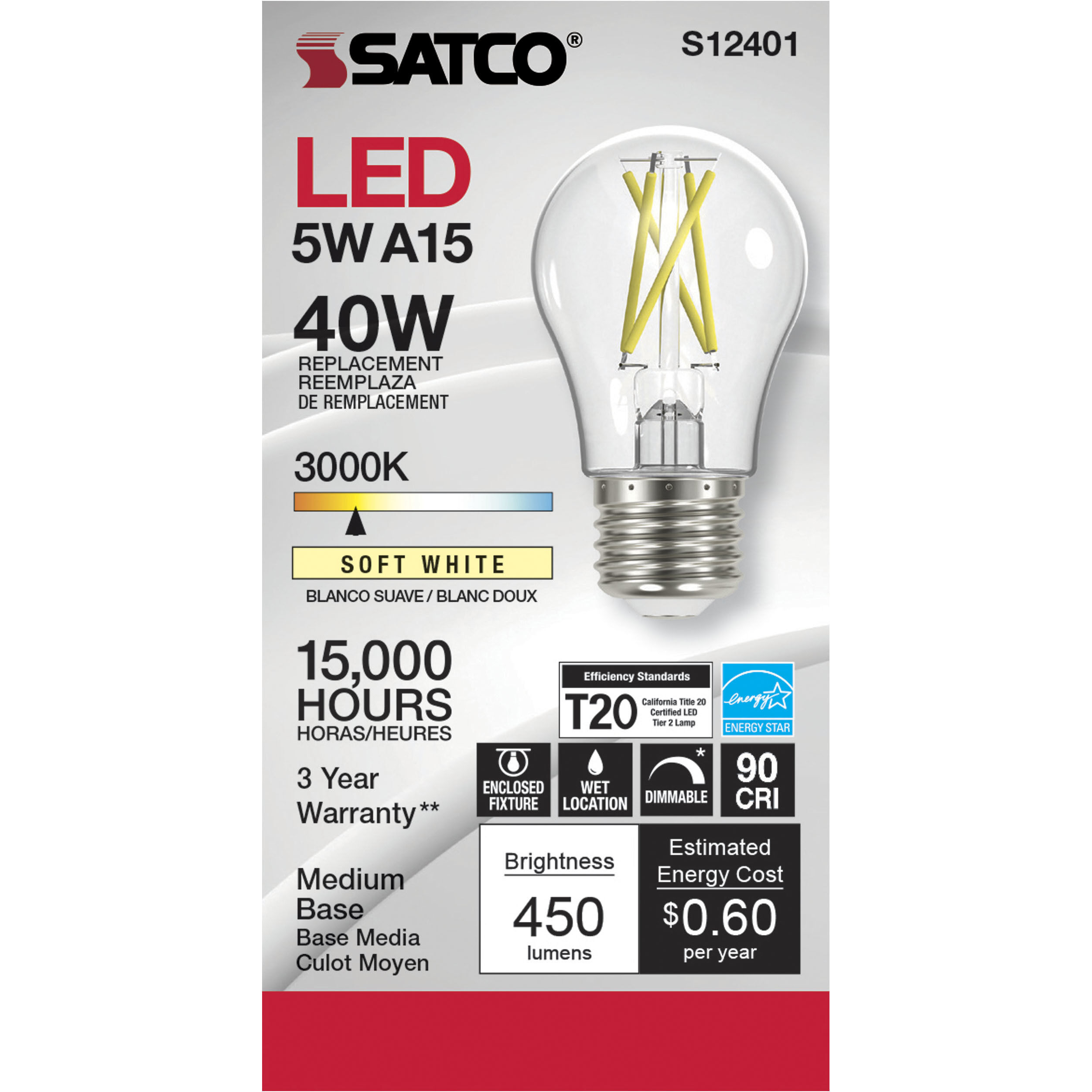 Lumos LED Medium 5.00 watt 120 3000K Light Bulb