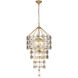 Meridian 9 Light 22.5 inch Distressed Gold & Smoked Glass Chandelier Ceiling Light