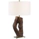 Namath 29.5 inch 150 watt Textured Wood and Antique Brass Table Lamp Portable Light