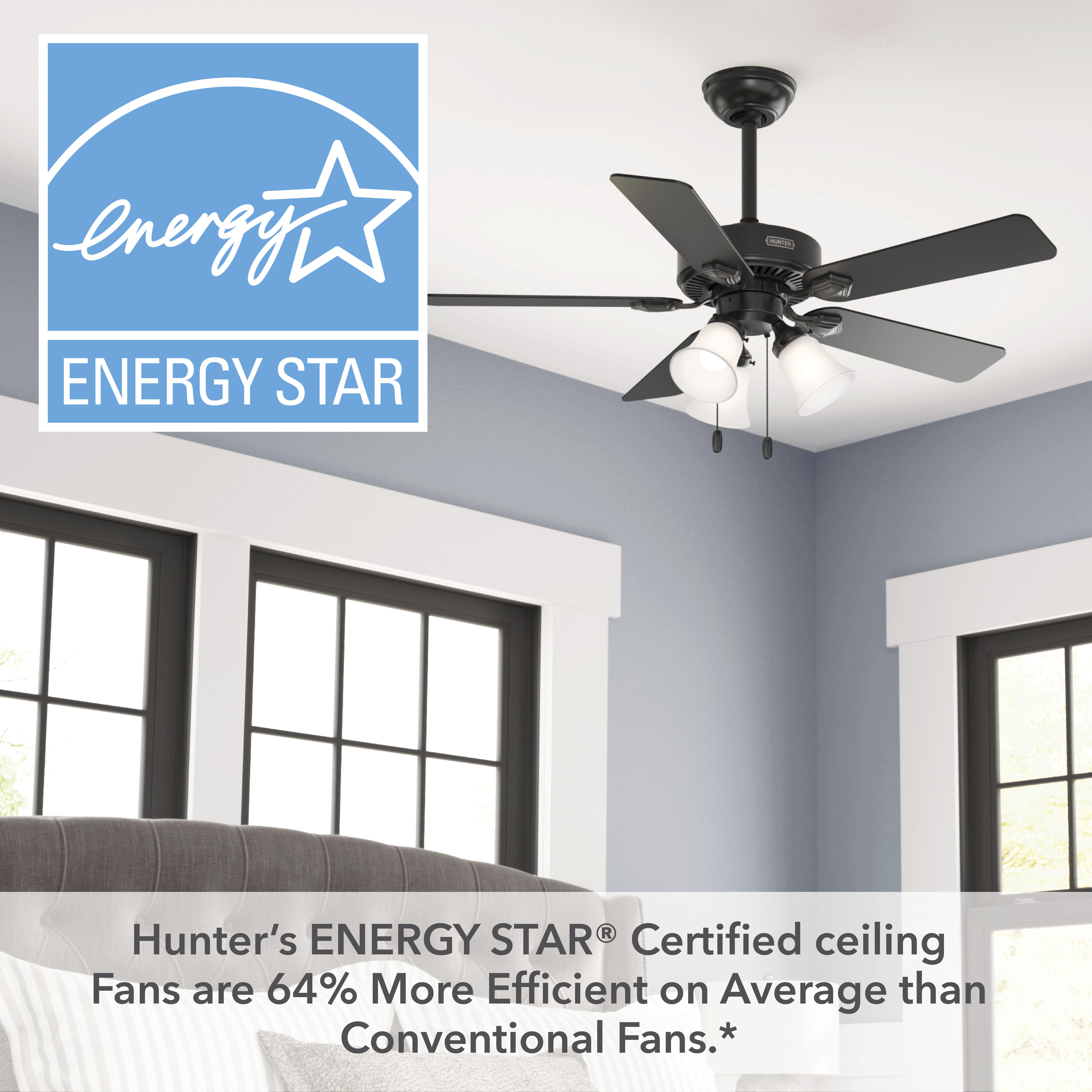 Swanson 44 inch Matte Black with Matte Black/Light Gray Oak Blades Ceiling Fan