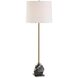 Rowland 37 inch 100.00 watt Black And White Panda Marble and Antique Brass Buffet Lamp Portable Light