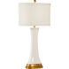 Pam Cain 34 inch 100.00 watt White Glaze/Antique Gold Leaf Table Lamp Portable Light