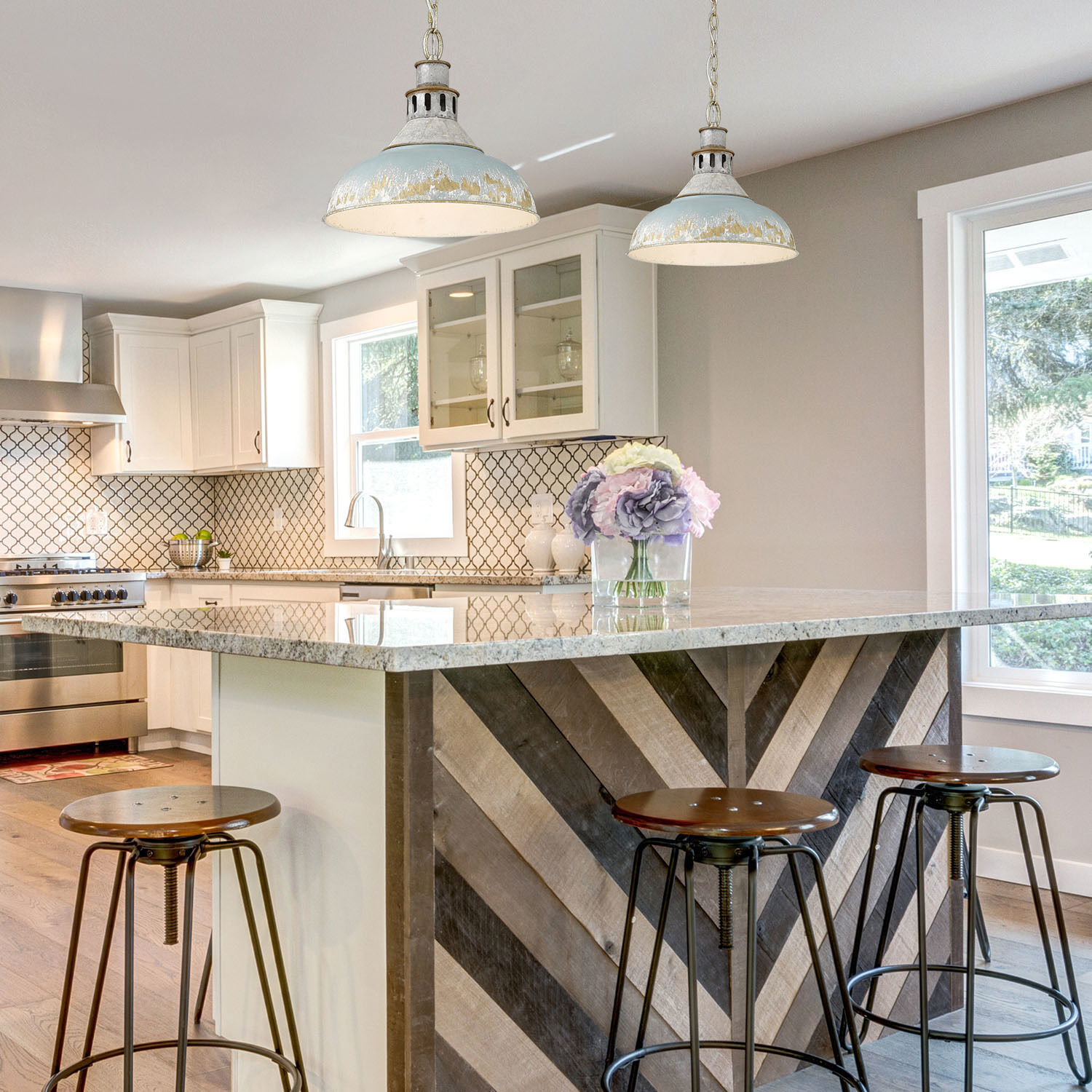 Kinsley 1 Light 14 inch Aged Galvanized Steel Pendant Ceiling Light in Antique Teal, Large