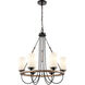 Paladin 6 Light 25 inch Matte Black Chandelier Ceiling Light in White Glass